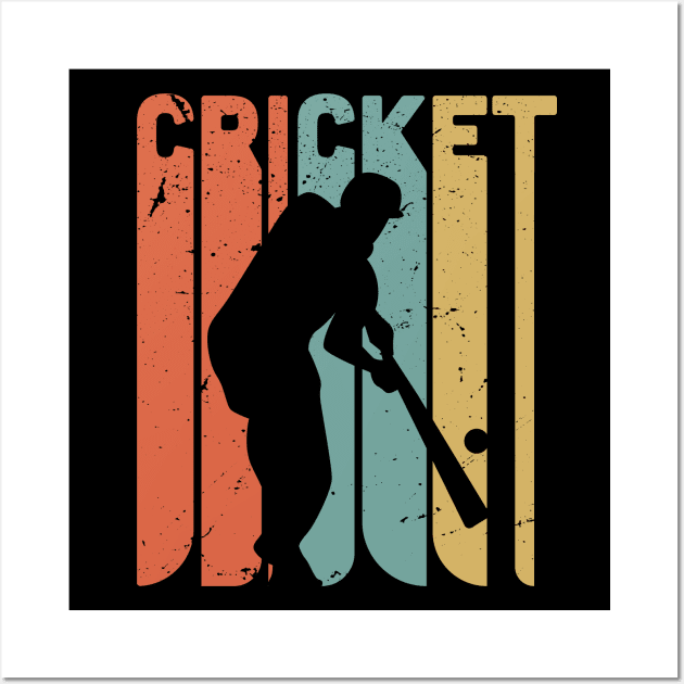 Retro cricket  / cricket lover gift idea / Cricket fan present Wall Art by Anodyle